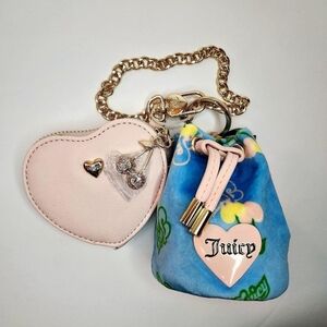Juicy Couture Blue and Pink Micro Bag Keychain